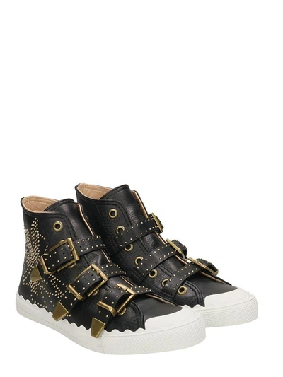 Shop Chloé Kyle Studded Hightop Leather Sneaker In Black