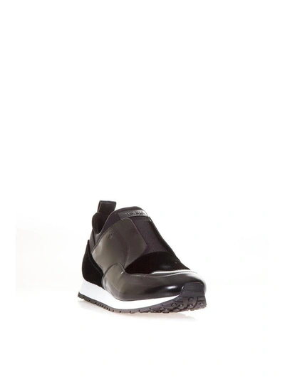 Shop Tod's Glossy Leather & Velvet Slip-on Sneakers In Black