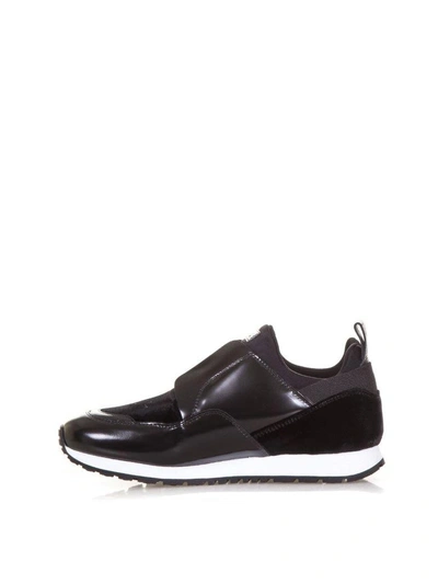 Shop Tod's Glossy Leather & Velvet Slip-on Sneakers In Black