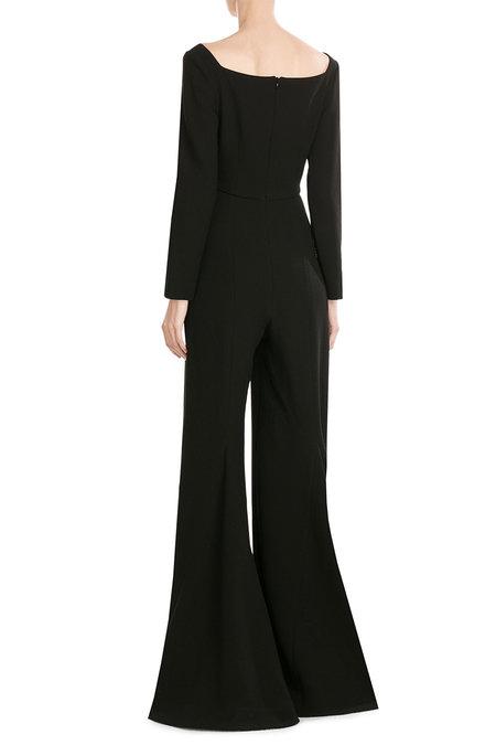 Emilia Wickstead Wide Leg Wool Jumpsuit In Black | ModeSens