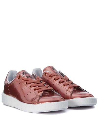 Shop Adidas Originals Stan Smith Boost Pink Gold Laminated Leather Sneaker In Rosa