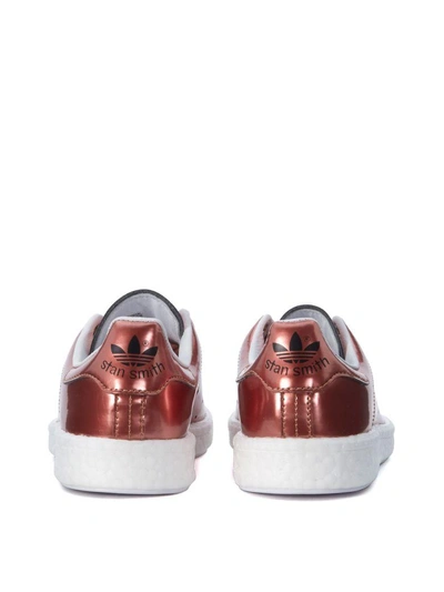 Shop Adidas Originals Stan Smith Boost Pink Gold Laminated Leather Sneaker In Rosa