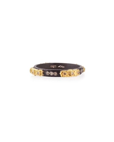 Shop Armenta Stackable Ring With Champagne Diamonds In Yellow/black