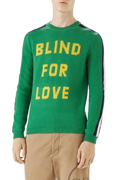Shop Gucci Blind For Love Snake Wool Crewneck Sweater In Yard Multi