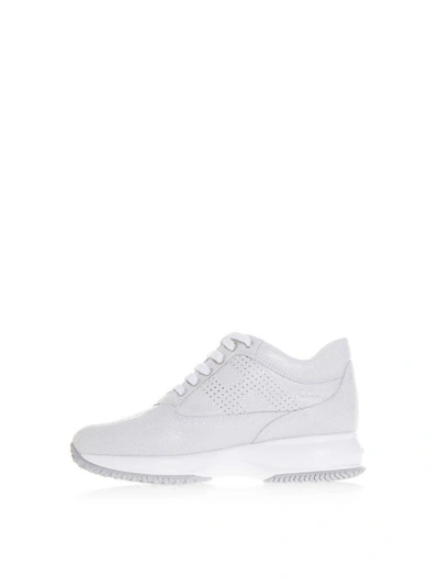 Shop Hogan Interactive Reptile Print Suede Sneakers In White