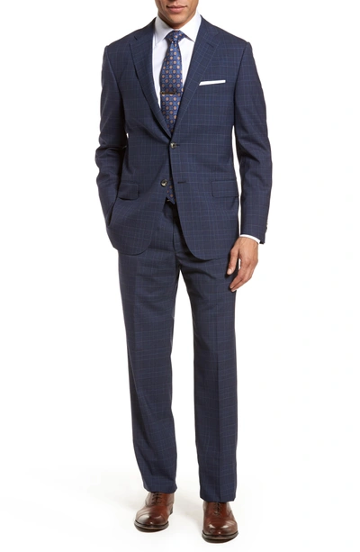 Shop Hickey Freeman Classic B Fit Plaid Wool Suit In Blue