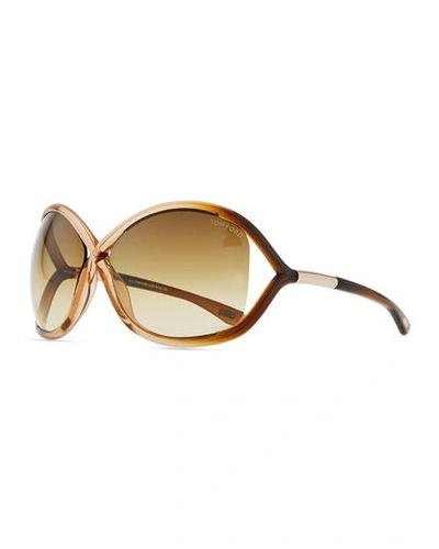 Shop Tom Ford Whitney Cross-bridge Sunglasses, Rose/brown