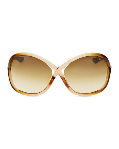 Shop Tom Ford Whitney Cross-bridge Sunglasses, Rose/brown