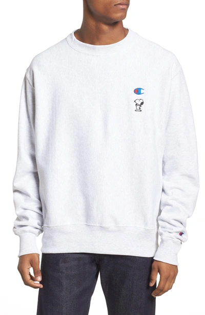 Shop Champion Snoopy Unisex Sweatshirt In Silver Grey