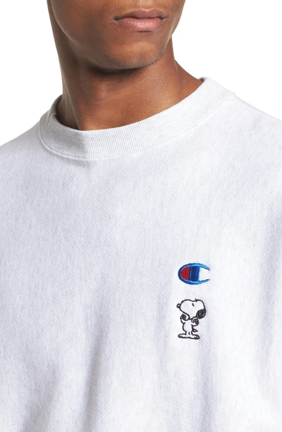 Shop Champion Snoopy Unisex Sweatshirt In Silver Grey