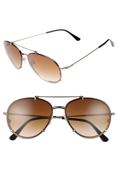 Shop Tom Ford Dickon 59mm Aviator Sunglasses - Shiny Rose Gold/ Brown