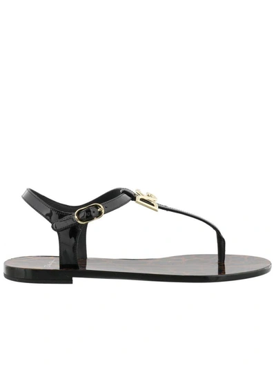 Shop Dolce & Gabbana Logo Paint Sandal In Black