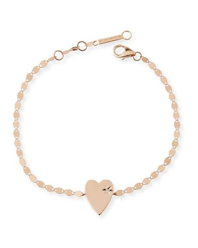 Shop Lana 14k Petite Heart Bracelet W/ White Diamond In Rose Gold