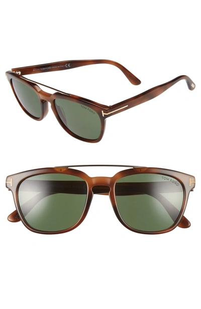 Shop Tom Ford Holt 54mm Sunglasses In Shiny Blonde Havana/ Green