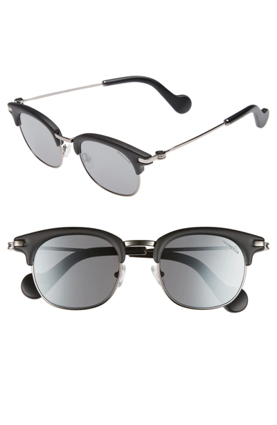 Shop Moncler 49mm Sunglasses - Matte Black/ Ruthenium