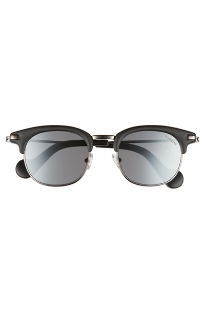 Shop Moncler 49mm Sunglasses - Matte Black/ Ruthenium