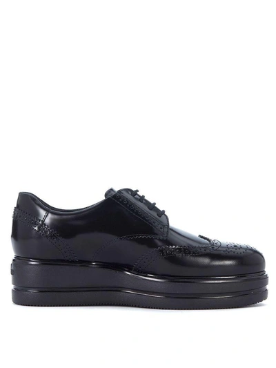 Shop Hogan Route H323 Black Leather Lace Up Shoes In Nero