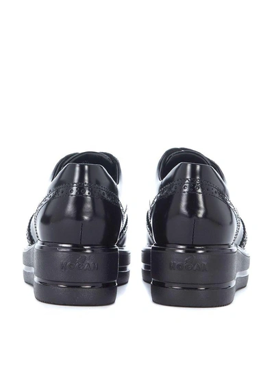 Shop Hogan Route H323 Black Leather Lace Up Shoes In Nero
