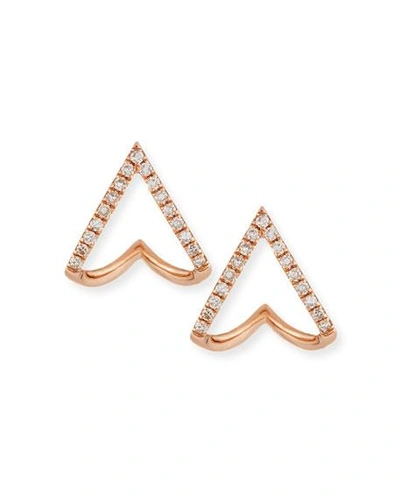 Shop Ef Collection 14k Gold Mini Chevron Wrap Stud Earrings With Diamonds In Rose Gold