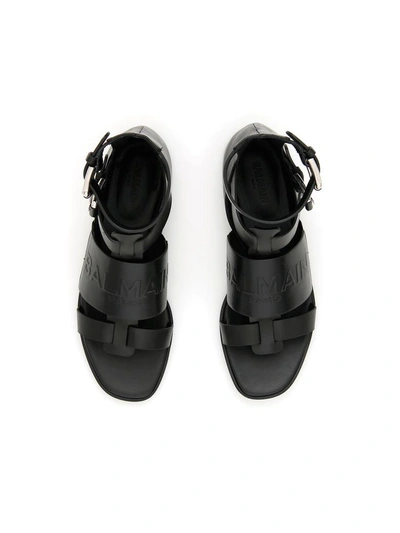 Shop Balmain Logo Sandals In Noir/black|nero