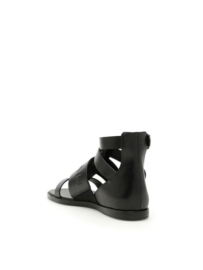 Shop Balmain Logo Sandals In Noir/black|nero