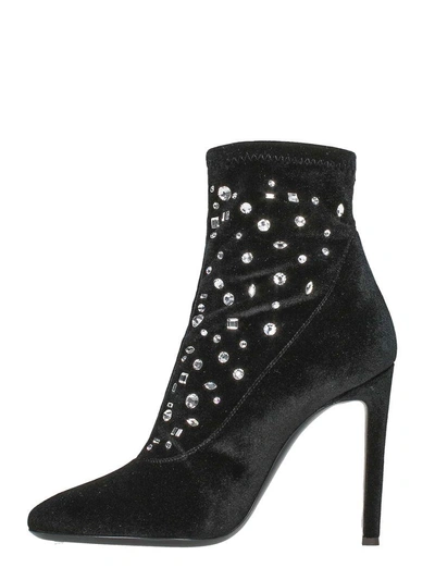 Shop Giuseppe Zanotti Dazzling Celeste Black Velvet Boot