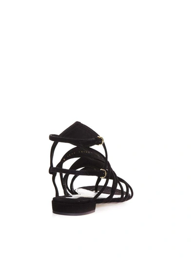 Shop Ferragamo Essie Embellished Suede Sandals In Black