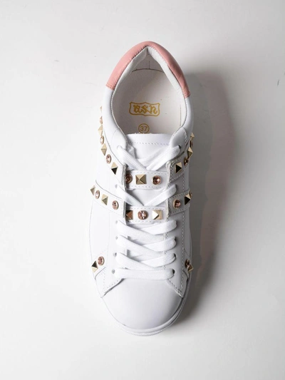 Shop Ash Studded Sneakers In White-blush