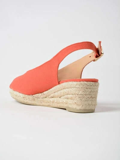 Shop Castaã±er Peep Toe Slingback Sandals In Coral