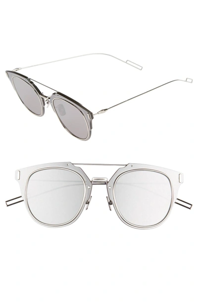 Shop Dior 'composit 1.0s' 62mm Metal Shield Sunglasses - Palladium/ Grey Silver Mirror