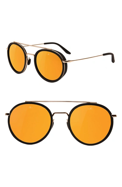Shop Vuarnet Edge 52mm Round Sunglasses - Pure Brown Gold Flash