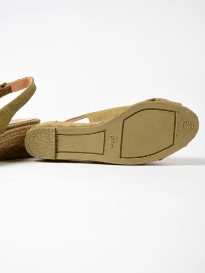 Shop Castaã±er Brianda Wedge Sandals In Verde Militare