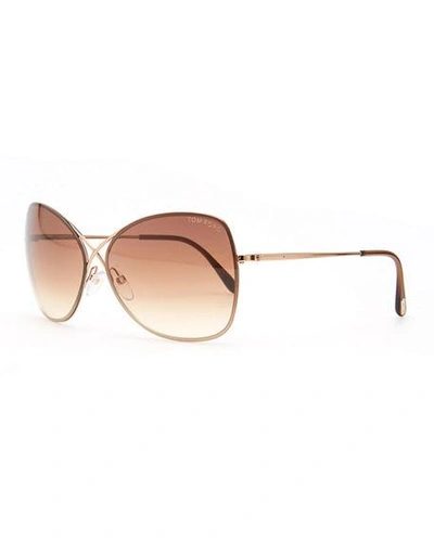 Shop Tom Ford Colette Metal-frame Butterfly Sunglasses In Rose Gold