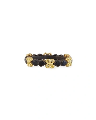 Shop Armenta Old World Midnight Stacking Ring With Pear-cut Black Sapphires In Yellow/black