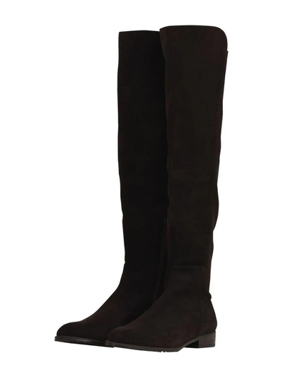 Shop Stuart Weitzman 2,5cm Flat High Suede Boots In Brown