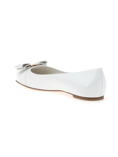 Shop Ferragamo Varina Ballet Flat In New Bianco