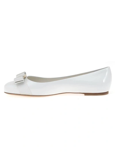 Shop Ferragamo Varina Ballet Flat In New Bianco