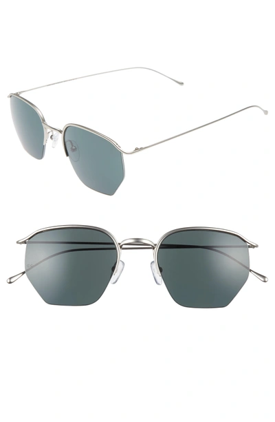 Shop Smoke X Mirrors Geo 1 50mm Aviator Sunglasses - Matte Silver/ Green Grey