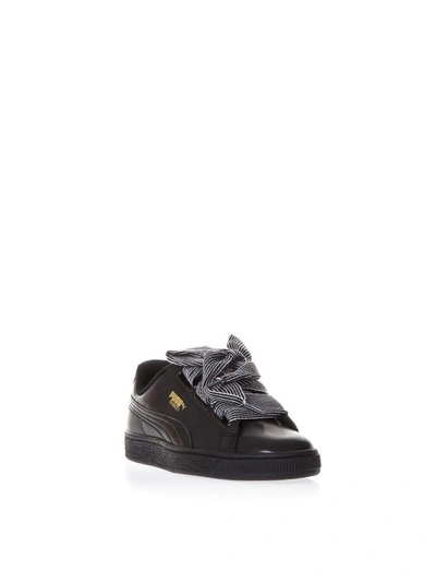 Shop Puma Black Basket Heart Wn's Leather Sneakers