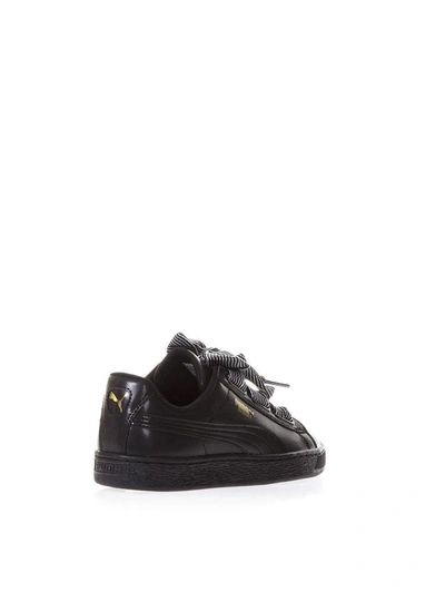 Shop Puma Black Basket Heart Wn's Leather Sneakers