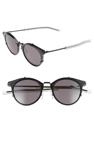 Shop Dior 48mm Round Sunglasses - Shiny Matte Black