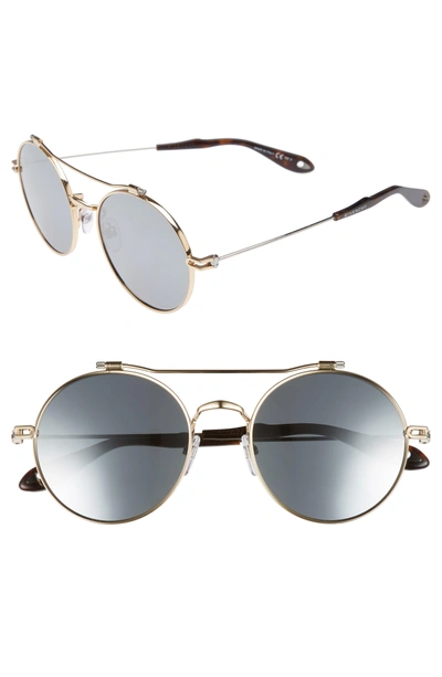 Shop Givenchy 53mm Round Aviator Sunglasses - Gold Ruthenium/ Black Mirror