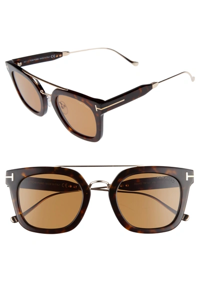 Shop Tom Ford Alex 51mm Sunglasses - Dark Havana / Brown