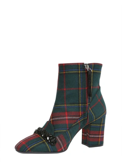 Shop N°21 Check Printed Ankle Boots In Multicolor