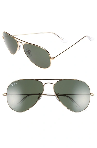 Shop Ray Ban Original Aviator 58mm Sunglasses - Gold/ Grey Green