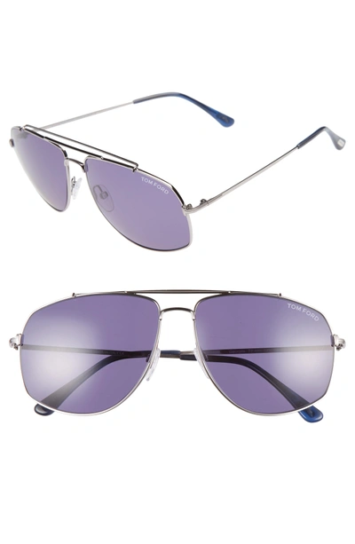 Shop Tom Ford Georges 59mm Aviator Sunglasses In Silver/ Blue