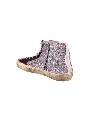 Shop Golden Goose Slide Sneakers In Cyclamin Glitter-white Star