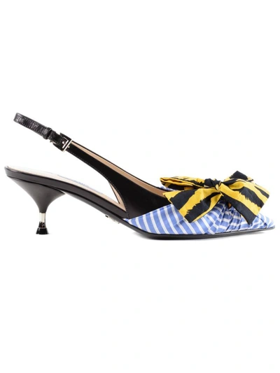 Shop Prada Bow Detailed Pumps In Azzurro