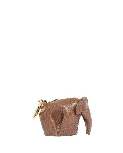 Shop Loewe Snakeskin Elephant Bag Charm/keychain, Brown