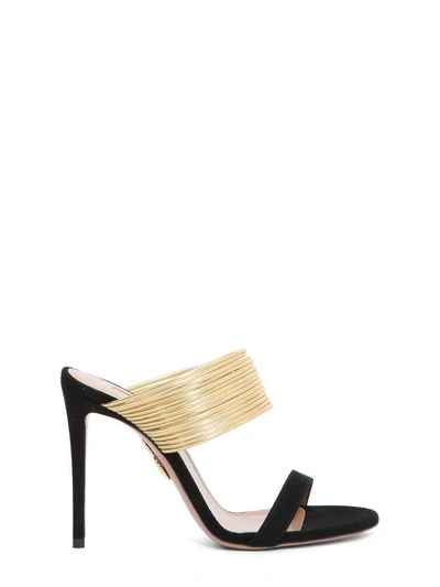 Shop Aquazzura Rendez Vous Mule In Nero-oro